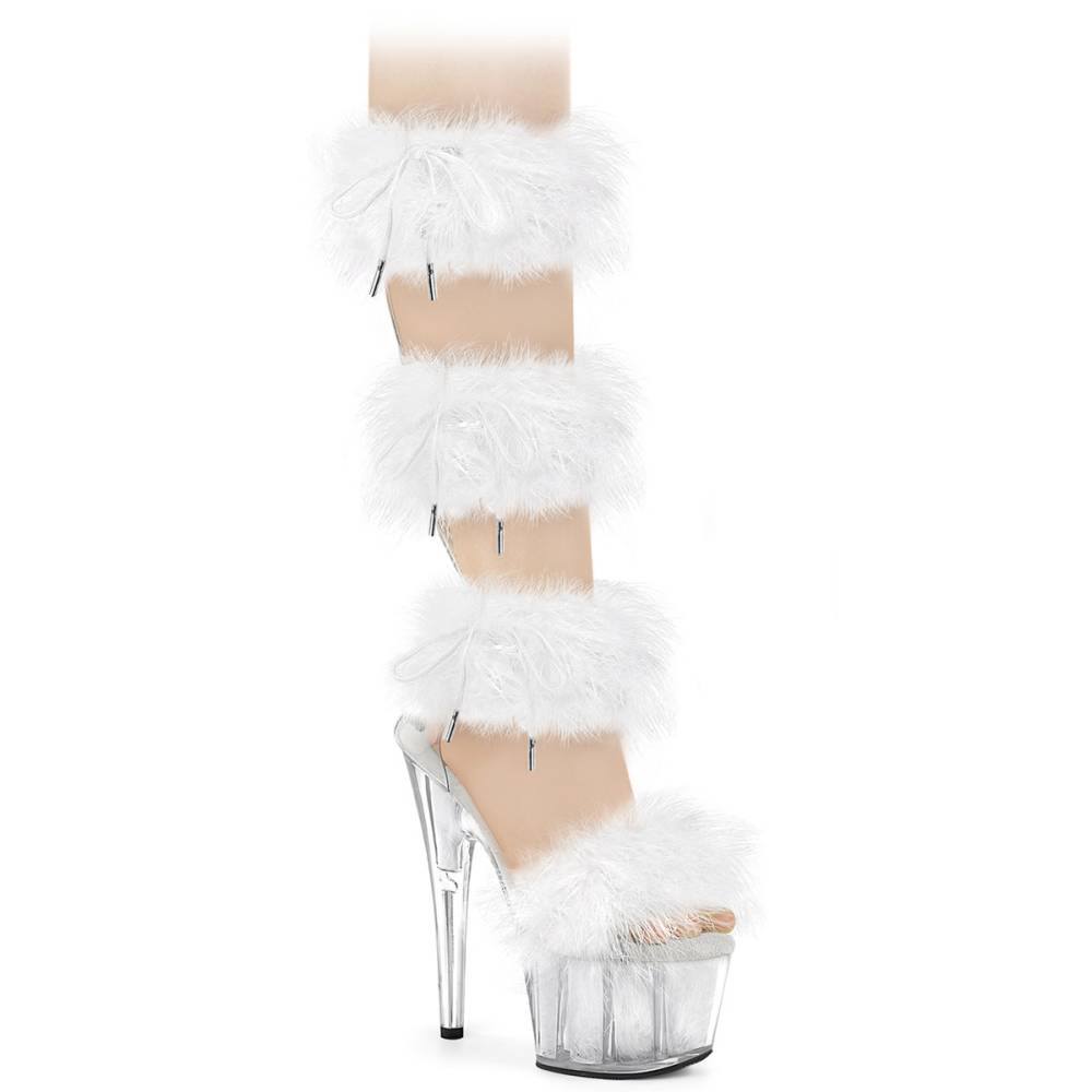 Pleaser - ADORE728F Sandale à bride à la cheville, Pole dance chaussures - Transparent/Blanc Product image